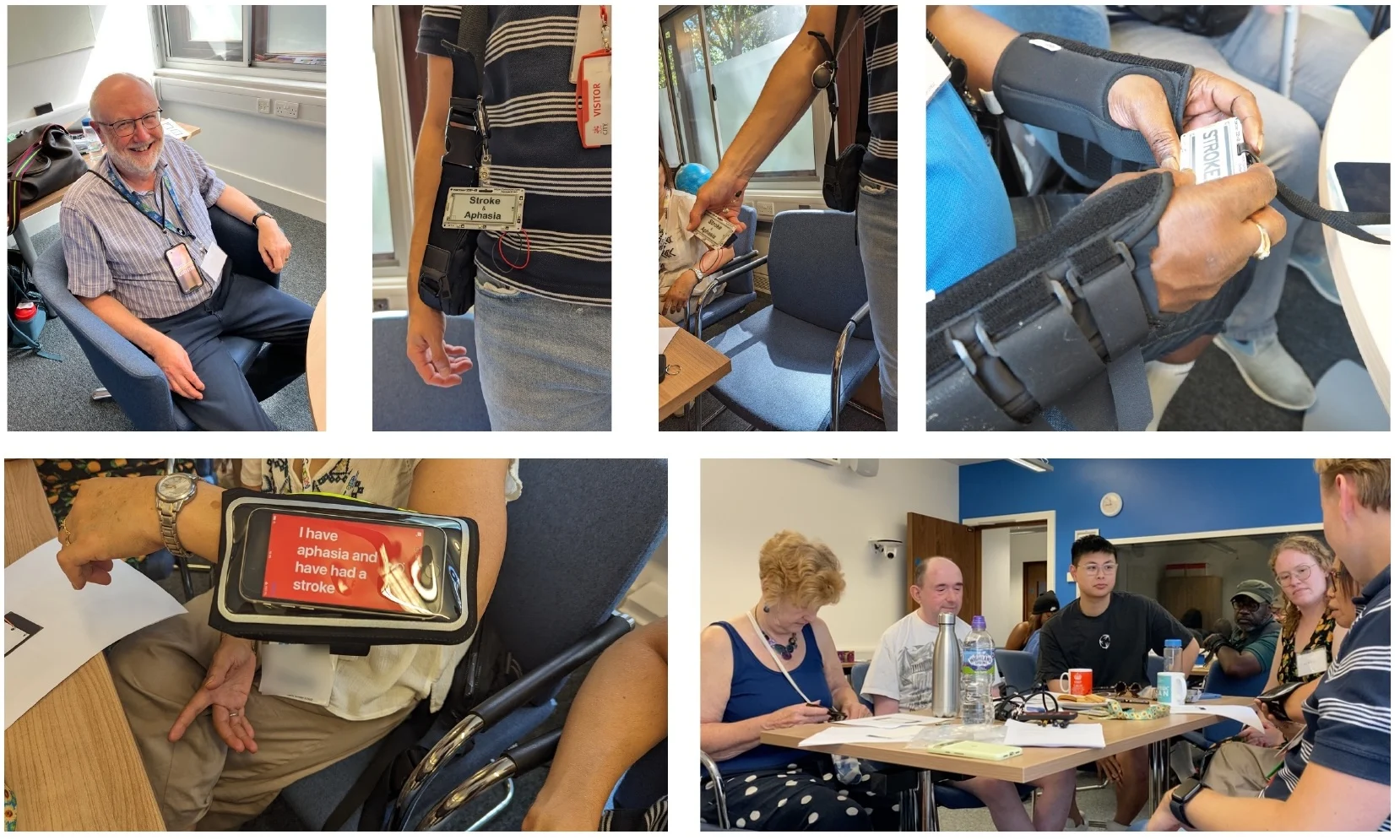 People with aphasia trying InkTalker and WalkieTalkie in different wearable placements during the focus group