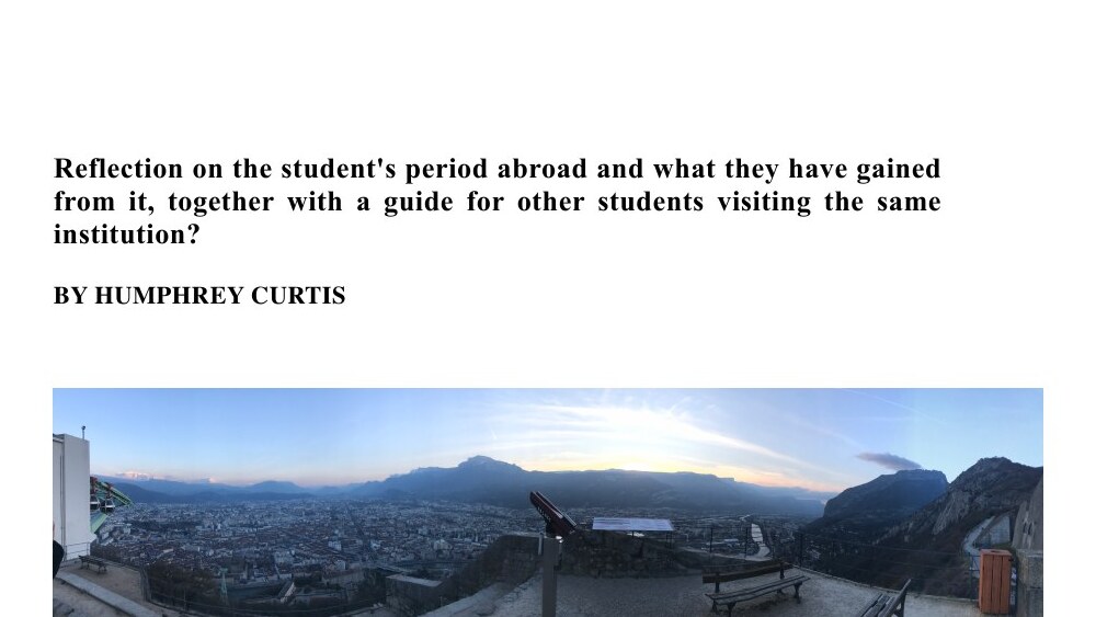 Cover of the Sciences Po Grenoble year-abroad reflective essay