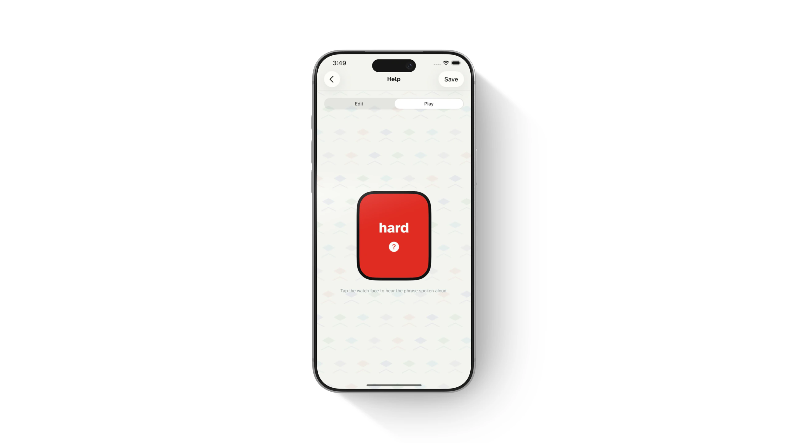 Watch Your Language phrase preview shown in an iPhone device mockup